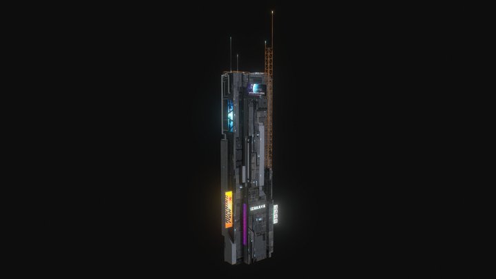 Cyberpunk Futuristic building Kitbash Bundle_005 3D Model