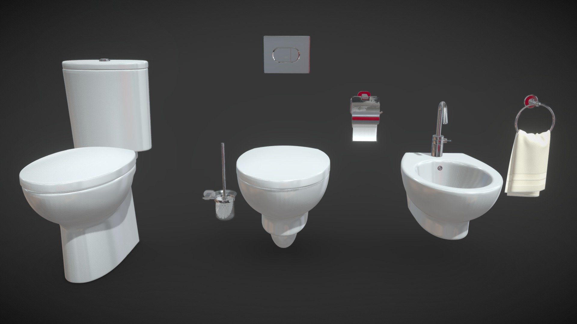 Toilet Bowl And Bidet HATRIA Erika Pro - Buy Royalty Free 3D Model By ...