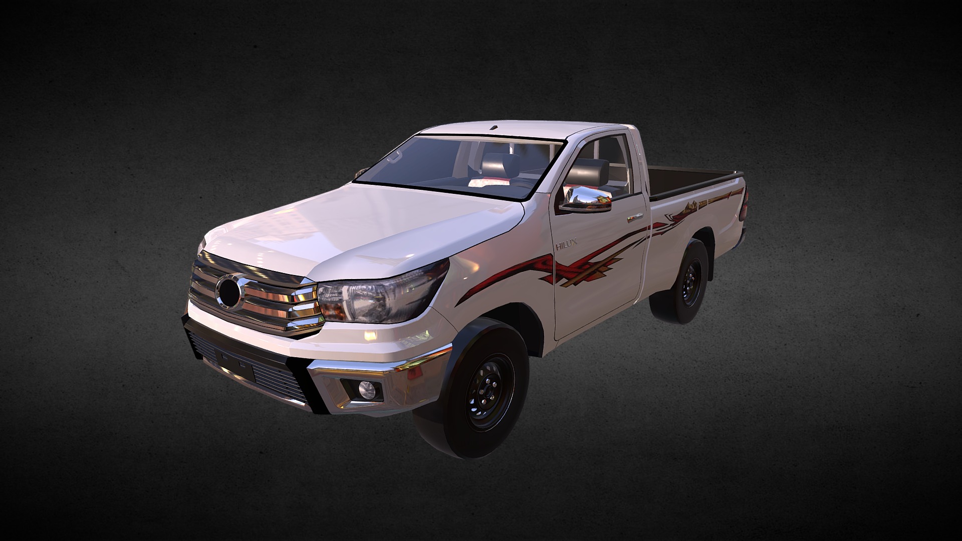 3D model 2016 Toyota Hilux One Cabin - This is a 3D model of the 2016 Toyota Hilux One Cabin. The 3D model is about a white truck on a road.