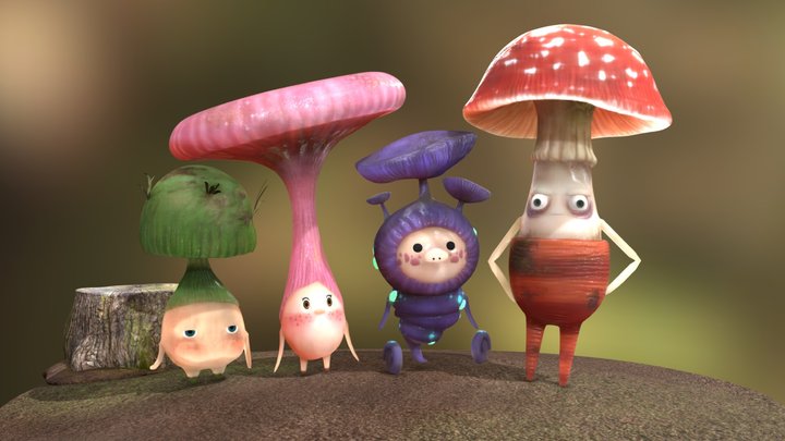 Mushroom Gang 3D Model