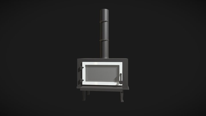 Low Poly Wood Stove 3D Model