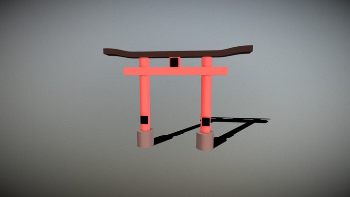 Low Poly Torii Gate 3D Model
