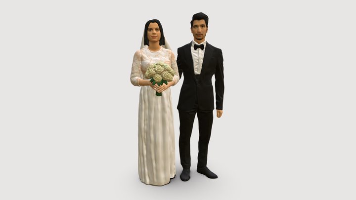 Bride and groom brunettes 0481 obj 3D Model