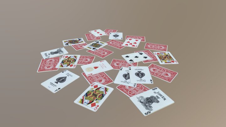 Scattered Poker Cards 3D Model