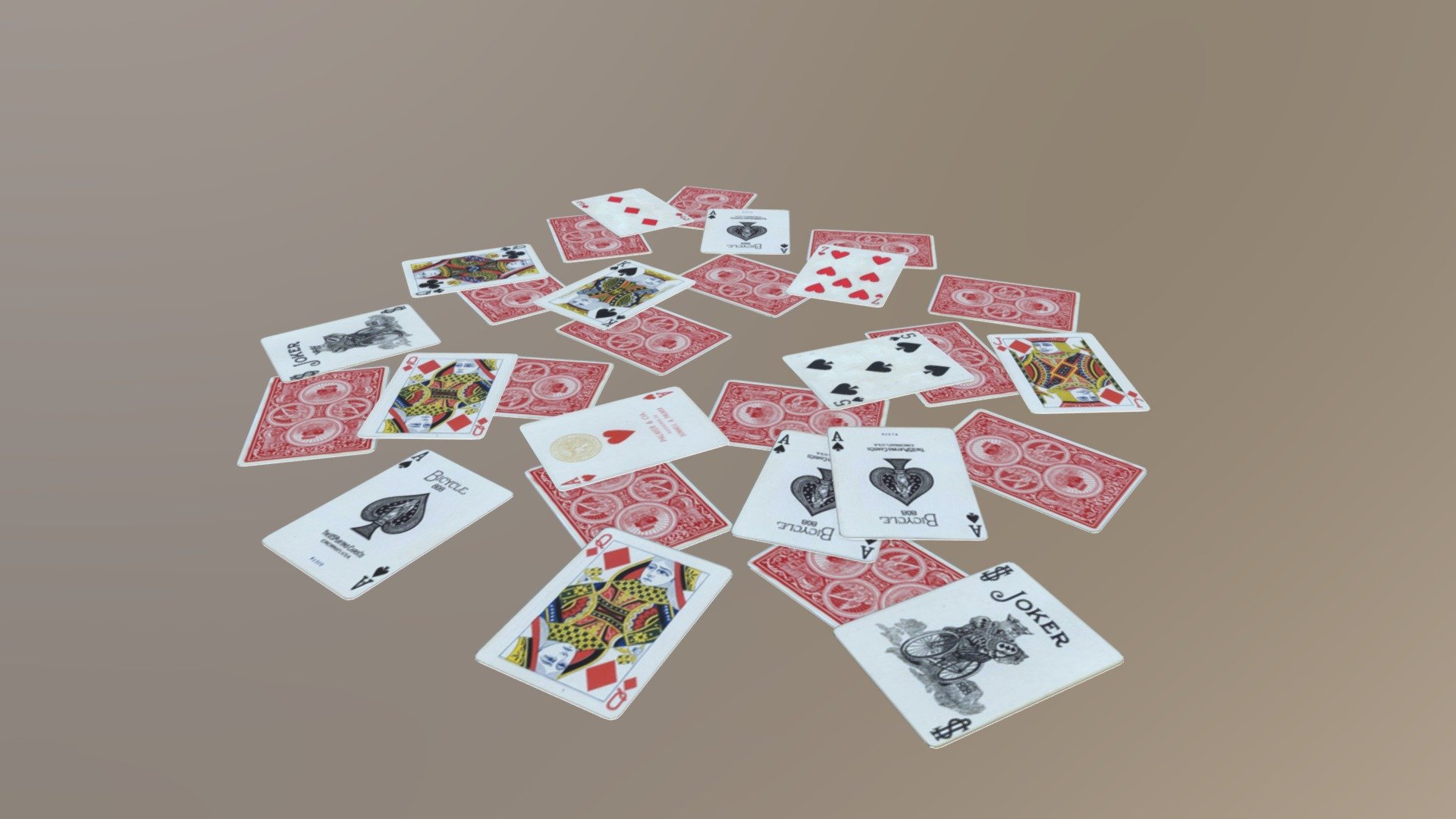 Scattered Poker Cards Buy Royalty Free 3D Model By Y