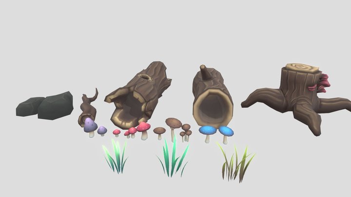 Game-Ready Stylized Forest Props Pack 3D Model