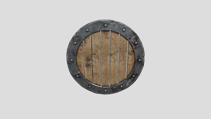 High Poly Battle Worn Iron Shield 3D Model