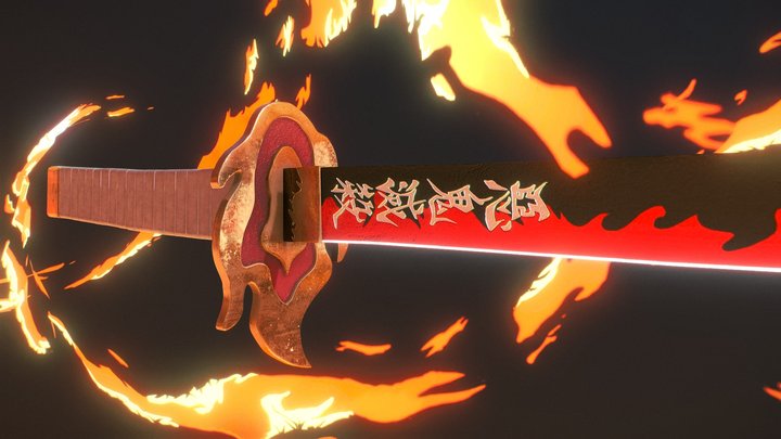Demon Slayer - Rengoku kyôjurô's Katana 3D Model