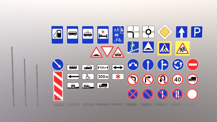 Modular Russian Road Signs Pack (URBAN) 3D Model