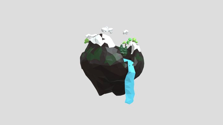 Floating Island Animated 3D Model