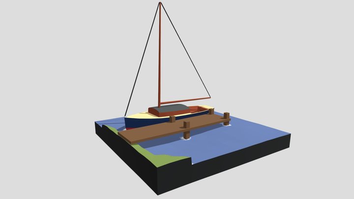 Sailboat diorama 3D Model