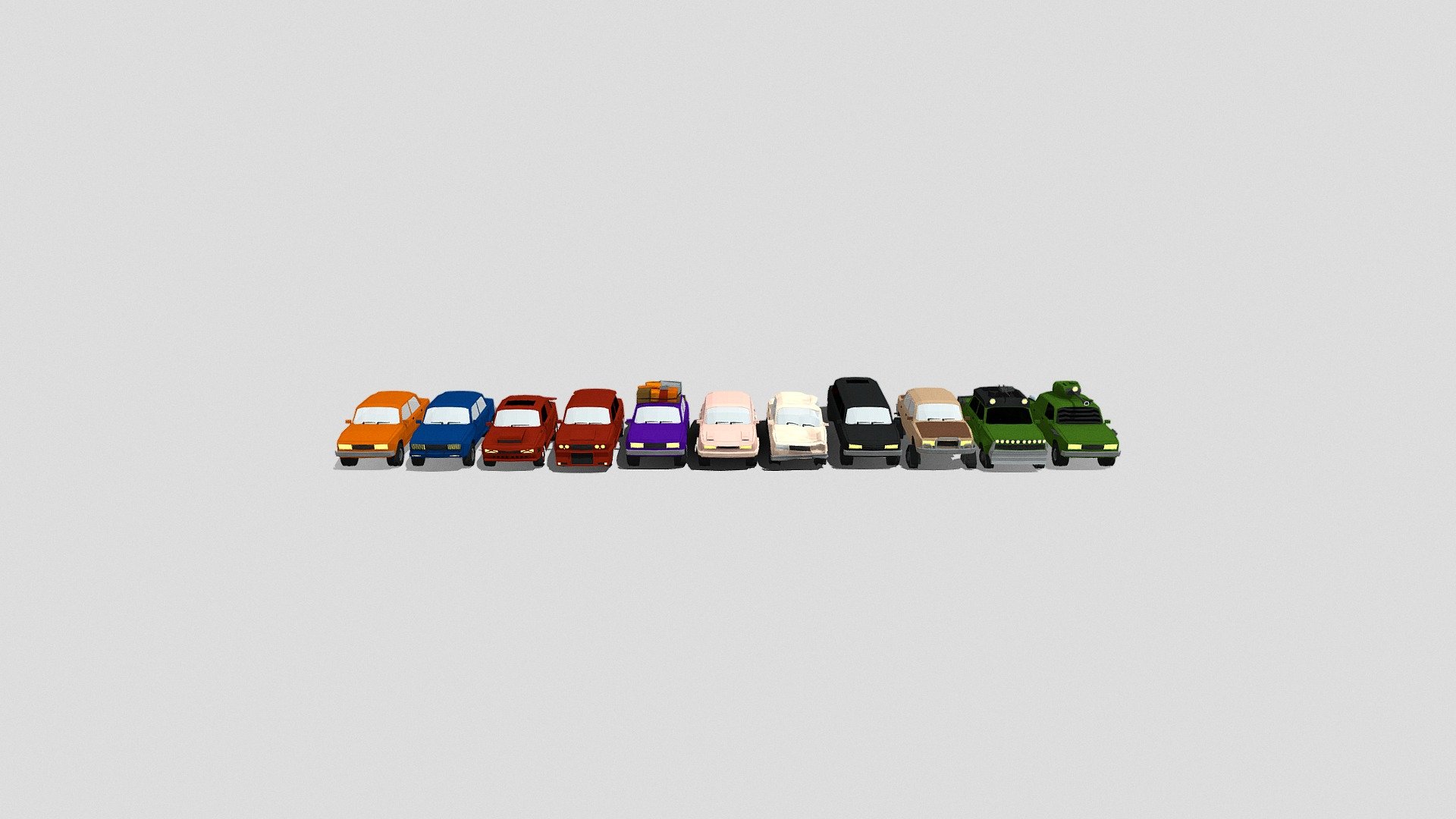 Low poly sedans (11 cars pack)