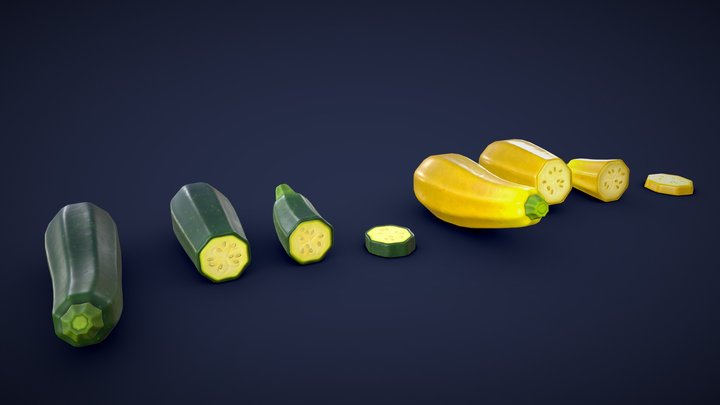 Stylized Zucchini - Low Poly 3D Model