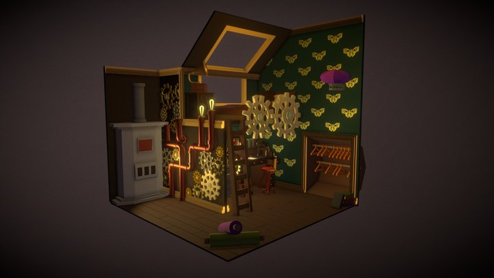 Steampunk room 3D Model