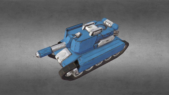 Stylized Blue Tank 3D Model
