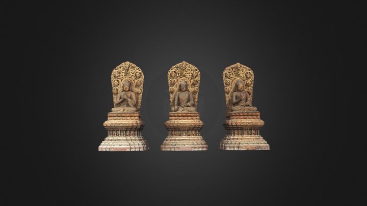 Buddha Triad in Zhihua Hall (Zhihuadian) 3D Model