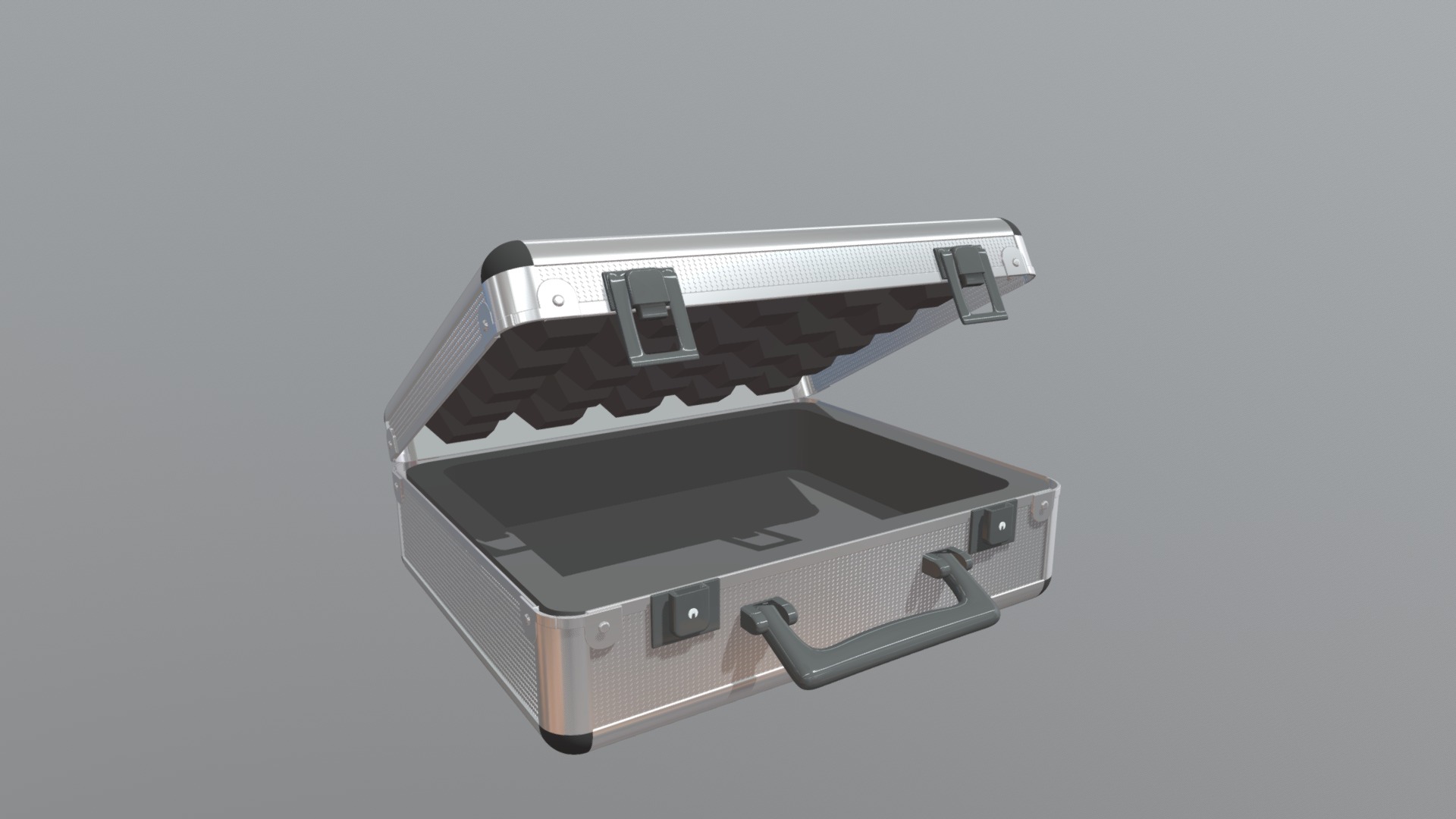 3D model Aluminium Case - This is a 3D model of the Aluminium Case. The 3D model is about a white rectangular object with a silver handle.
