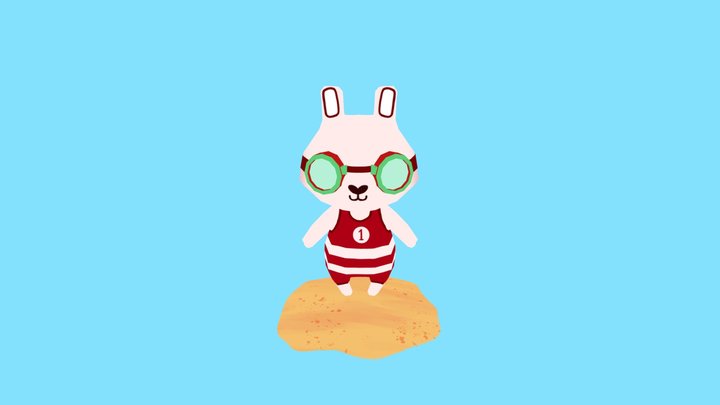 Swimming Bunny 3D Model