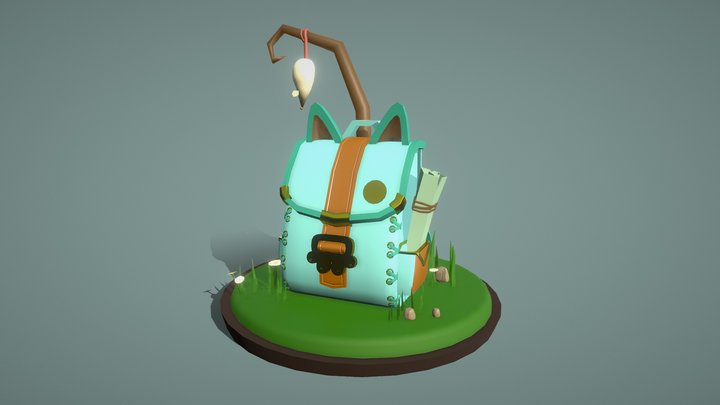 Cute backpack with cat ears 3D Model
