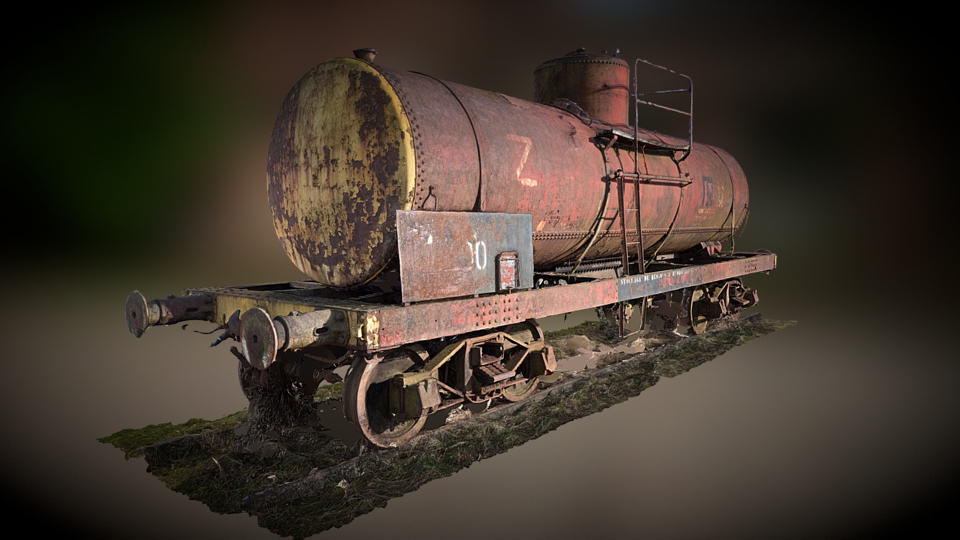 3D model Wagon Citerne - This is a 3D model of the Wagon Citerne. The 3D model is about a machine on the field.