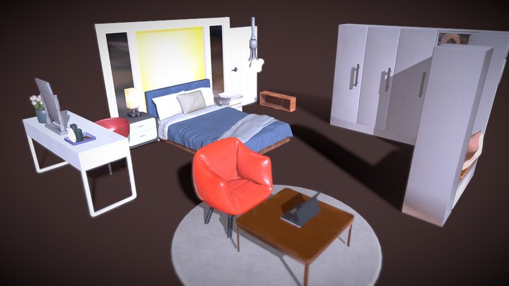 Room Furniture Props Free Download 3D Model