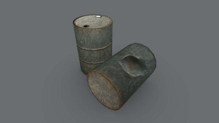 Free Metal Barrels - PS2 Low Poly Assets 3D Model