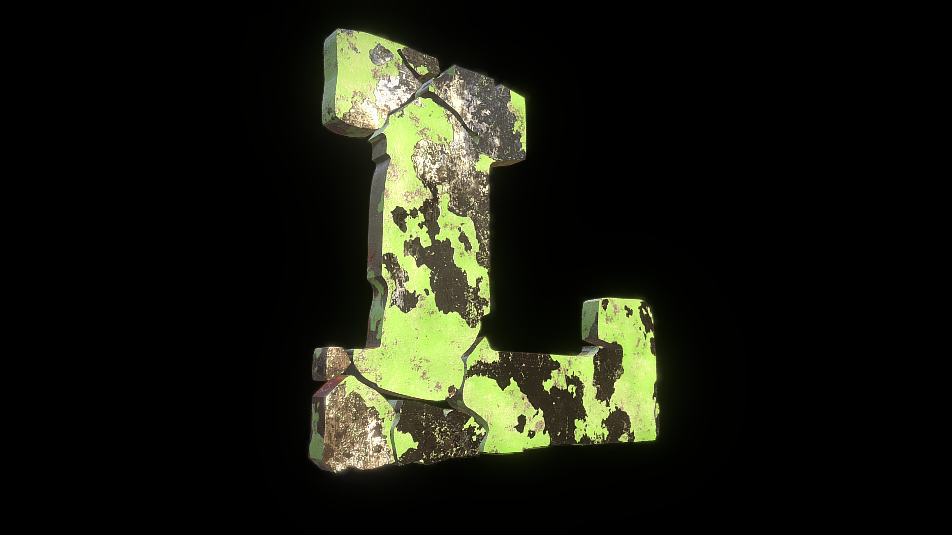 3D model L (high poly) - This is a 3D model of the L (high poly). The 3D model is about a green and black stone.