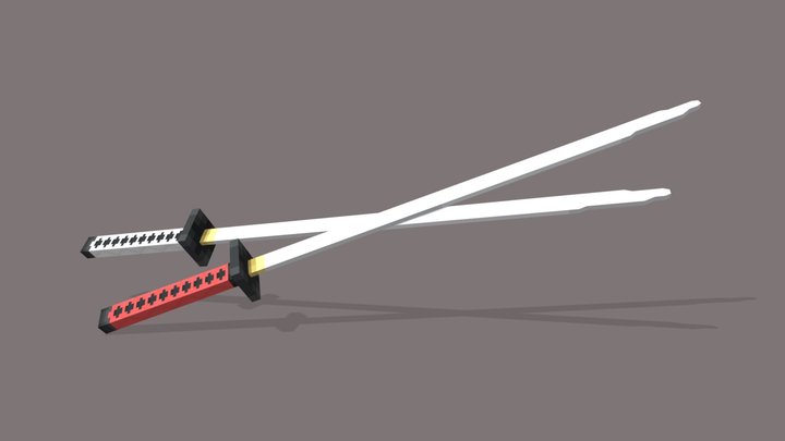 Japanese Katana - Minecraft Model 3D Model