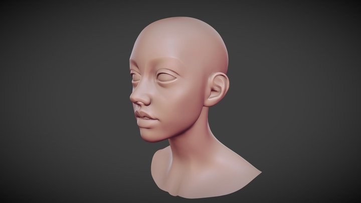 Stylized girl face 3D Model