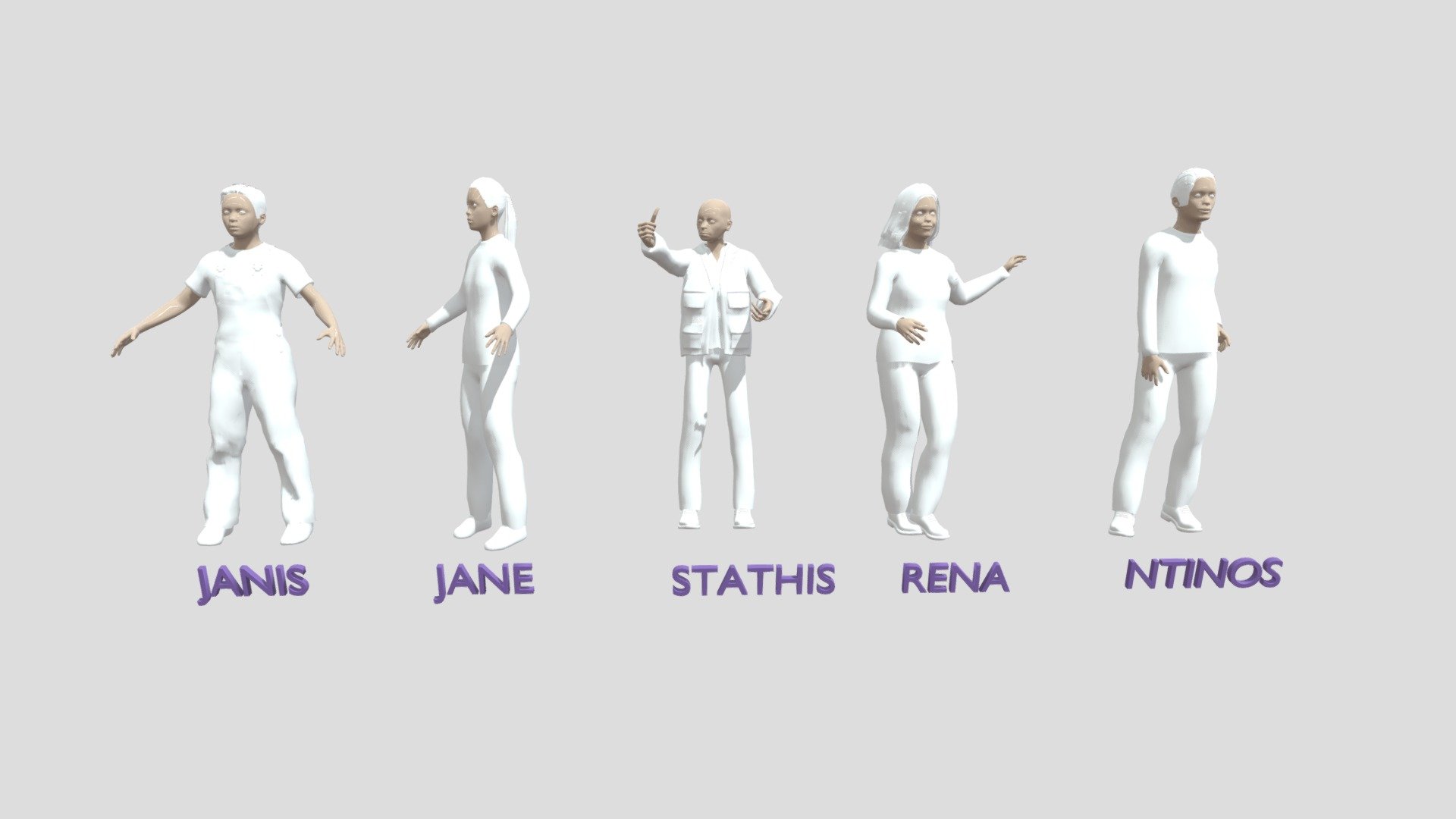 Comparative list of 3D models of the children