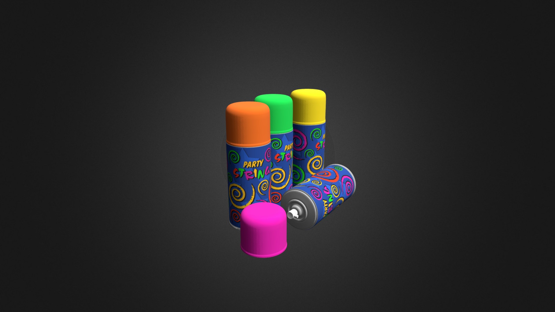 3D model Party String 05 - This is a 3D model of the Party String 05. The 3D model is about a group of colorful skateboards.