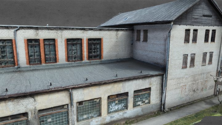 Old Abandoned 2 Story Brick Building 3D Model