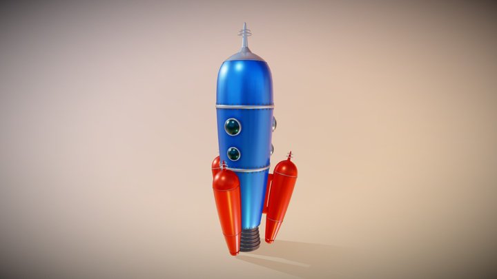 Retro Rocket 3D Model
