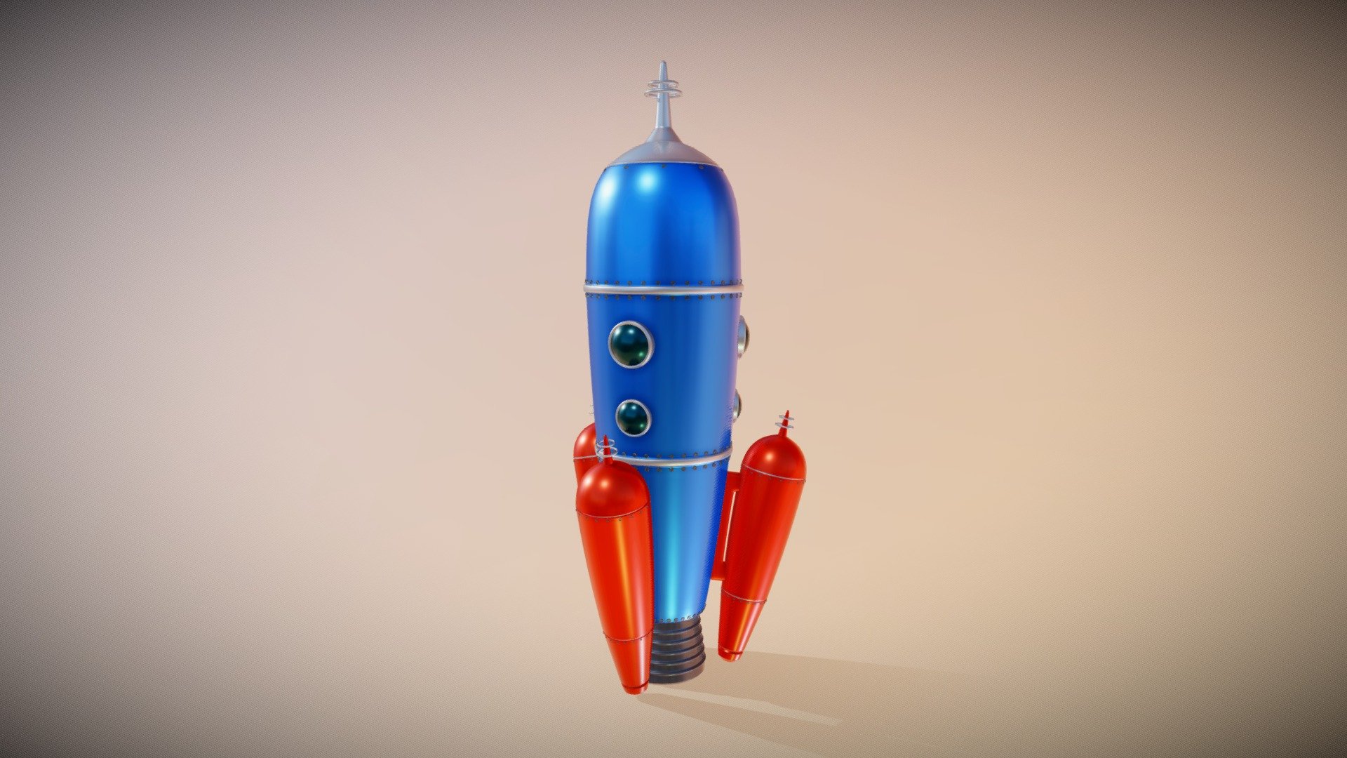 Retro Rocket - 3D model by Pat Crandley (@pcrandley) [5db7d51] - Sketchfab