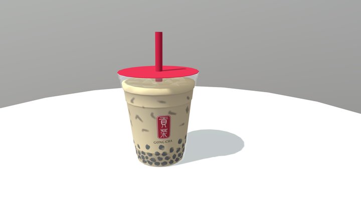 Black Milk Tea With Pearls 3D Model