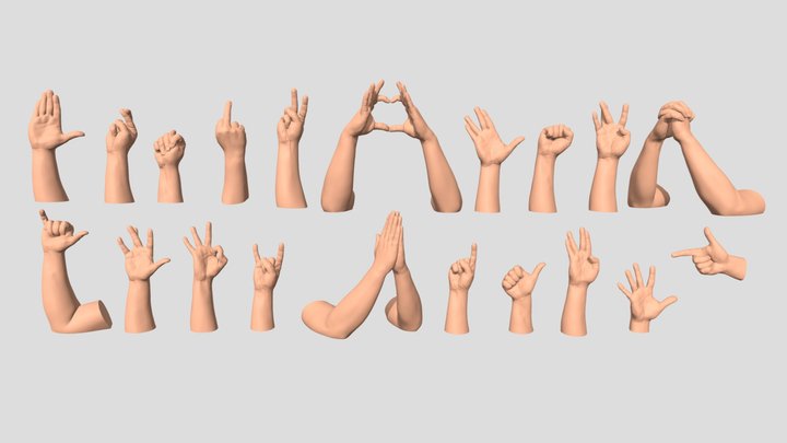 human hand signs and gestures 3D 3D Model