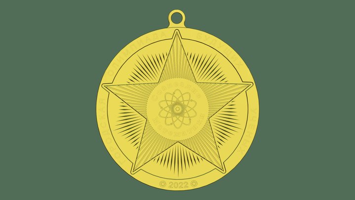 Медаль - Орбита Знаний - Созвездие Математики 3D Model