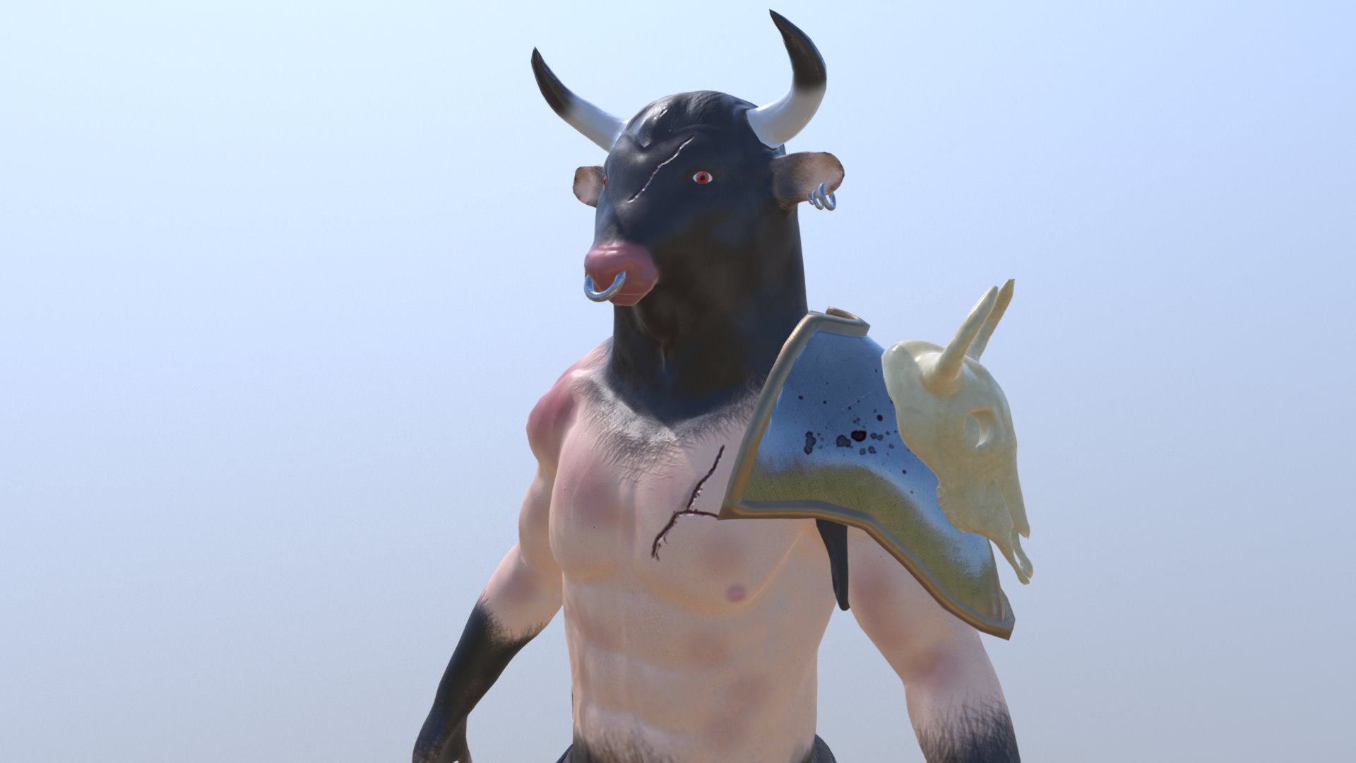 3D model Minotauer - This is a 3D model of the Minotauer. The 3D model is about a cow with a shark head.