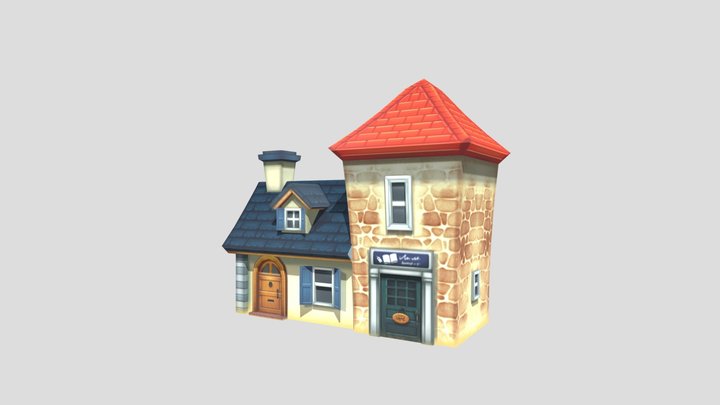 LowPoly Library 3D Model