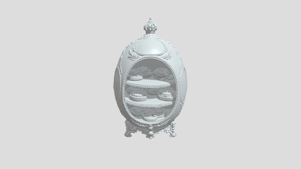 ornate egg-shaped dessert display cabinet