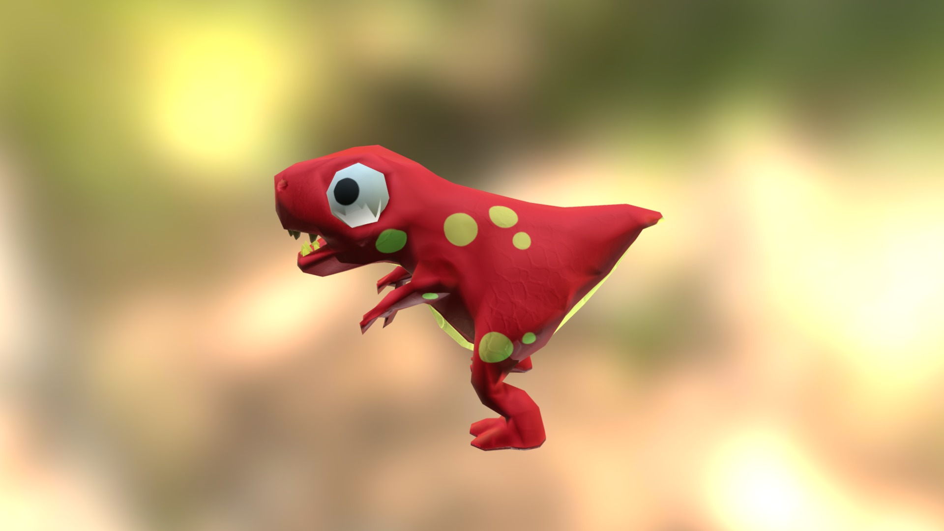 3D model Dino - This is a 3D model of the Dino. The 3D model is about a red frog with a white face.