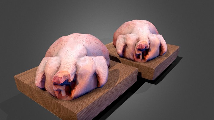 Raw chicken food pollo gallina HD AND LOW POLY 3D Model