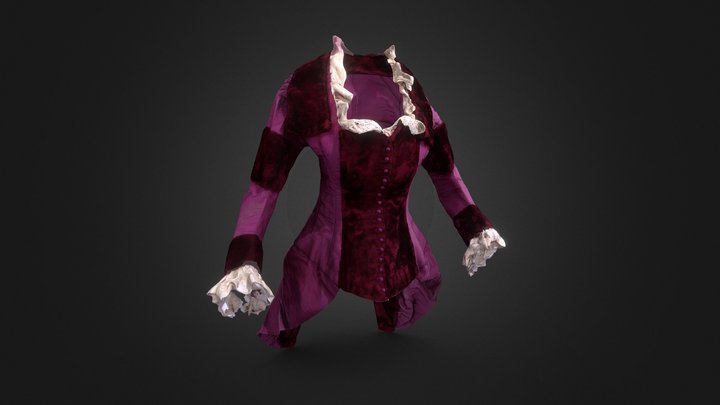 Wine-red velvet bodice of a two-piece dress 3D Model