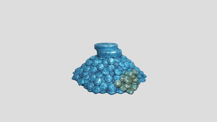 pile of blue crystal coins