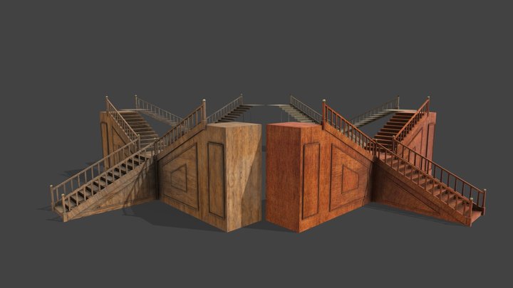 Wooden Stairs 3D Model