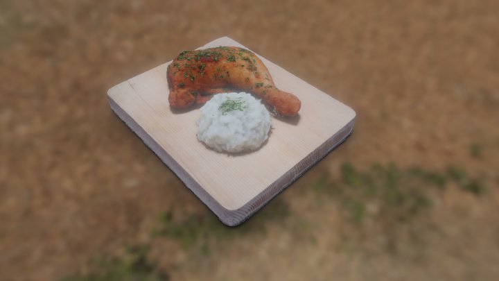 Smoked Chicken With Cooked Rice 3D Model