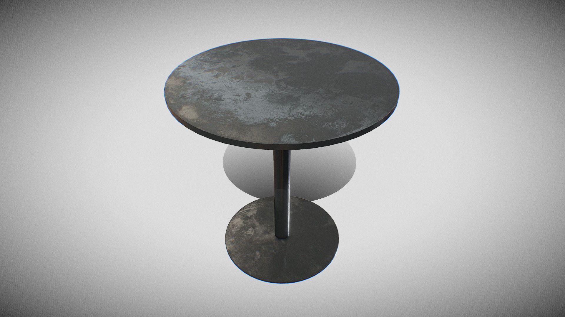 3D model Mesa Café Table – Model 4670 Steel Black Painted - This is a 3D model of the Mesa Café Table - Model 4670 Steel Black Painted. The 3D model is about a black and white photo of a round object with a black base.