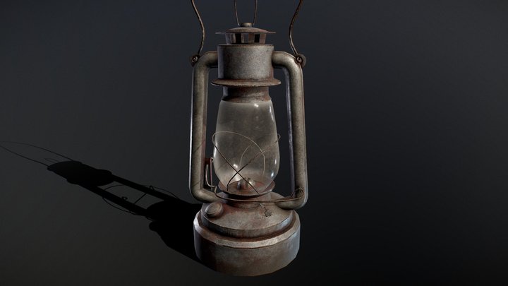 Old kerosene lantern low-poly 3D Model in Lamp 3DExport