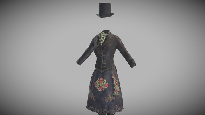 19s Costume with a hat (Zoom out) 3D Model