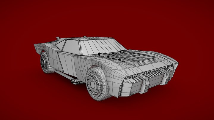 The Batman (2022) Batmobile Fan Art LOW MESH 3D Model
